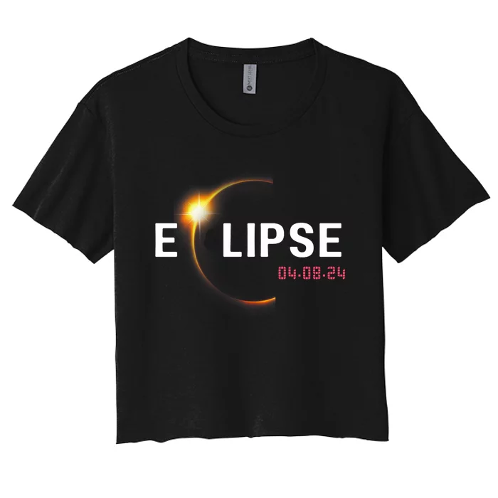 2024 Solar Eclipse 2024 04.08.24 Eclipse Women's Crop Top Tee