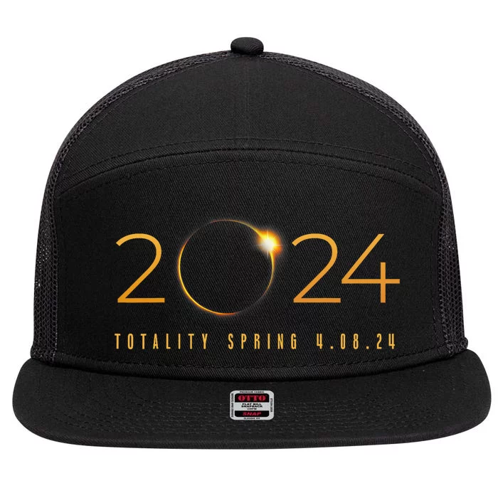 2024 Solar Eclipse American Totality Spring 4.08.24 Gift 7 Panel Mesh Trucker Snapback Hat