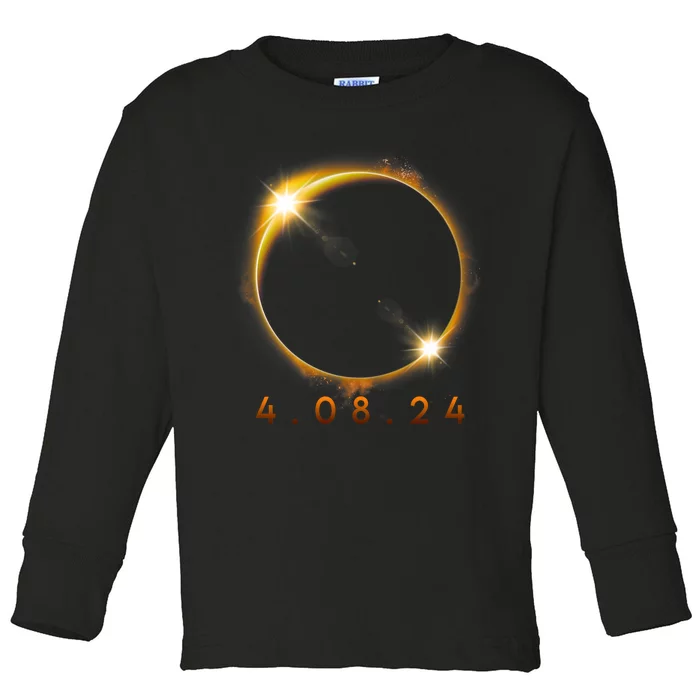 2024 Solar Eclipse 2024 040824 Eclipse Toddler Long Sleeve Shirt