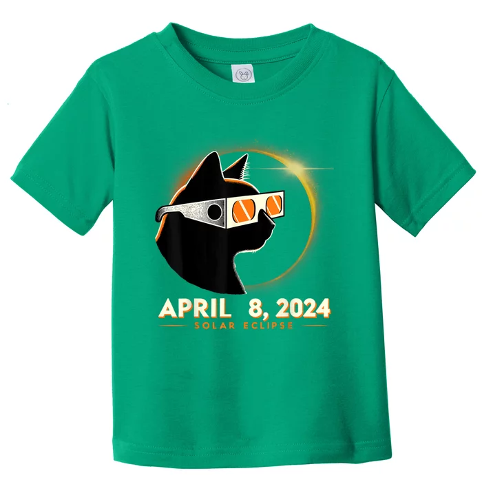 2024 Solar Eclipse Cat Wearing Solar Eclipse Glasses Toddler T-Shirt