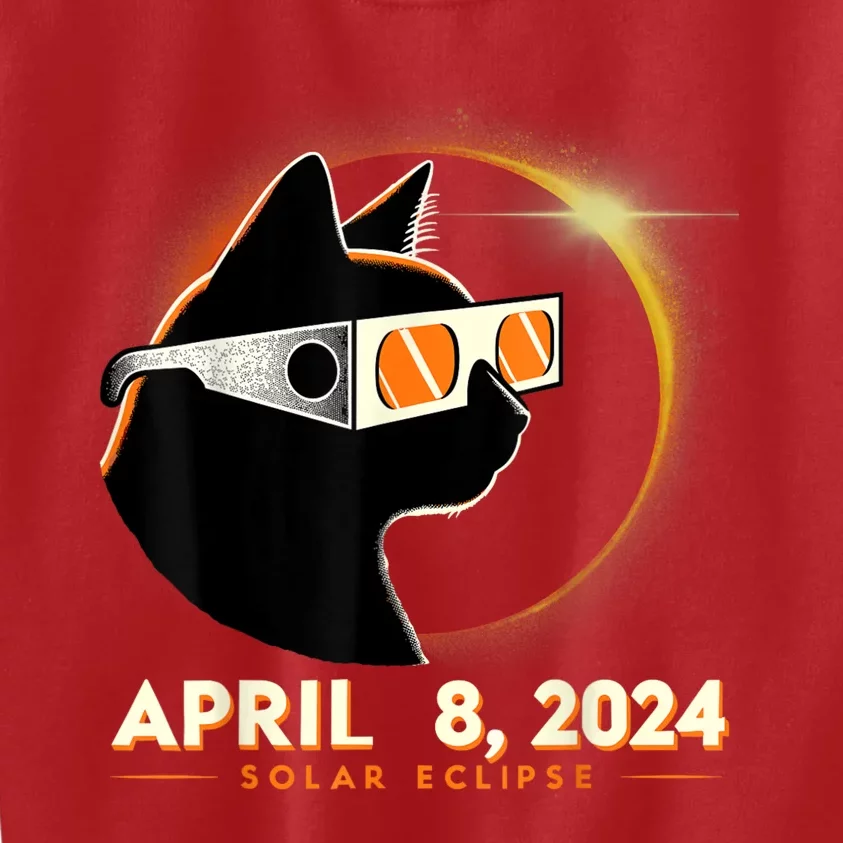 2024 Solar Eclipse Cat Wearing Solar Eclipse Glasses Kids Sweatshirt