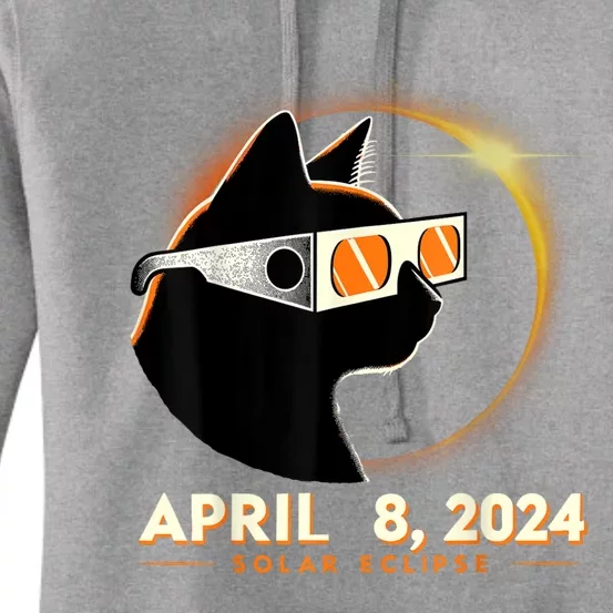 2024 Solar Eclipse Cat Wearing Solar Eclipse Glasses Women's Pullover Hoodie