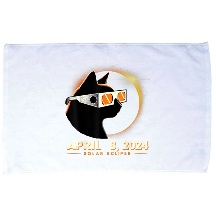 2024 Solar Eclipse Cat Wearing Solar Eclipse Glasses Microfiber Hand Towel