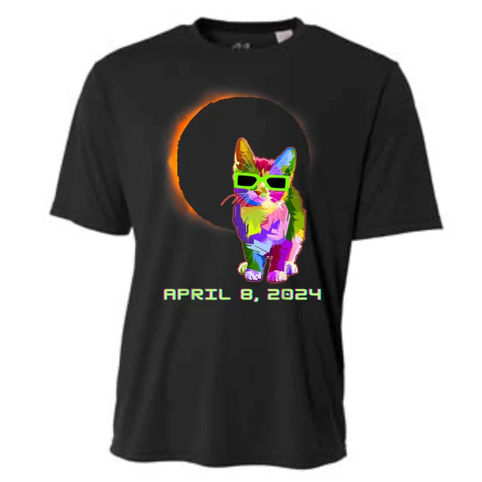 2024 Solar Eclipse Cat Wearing Solar Eclipse Glasses Cooling Performance Crew T-Shirt