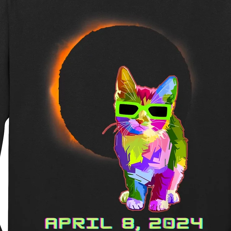 2024 Solar Eclipse Cat Wearing Solar Eclipse Glasses Long Sleeve Shirt