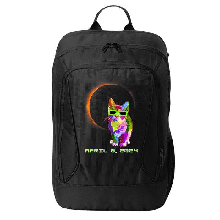 2024 Solar Eclipse Cat Wearing Solar Eclipse Glasses City Backpack