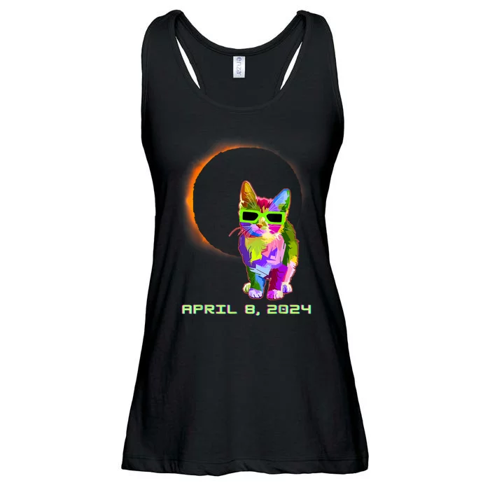 2024 Solar Eclipse Cat Wearing Solar Eclipse Glasses Ladies Essential Flowy Tank