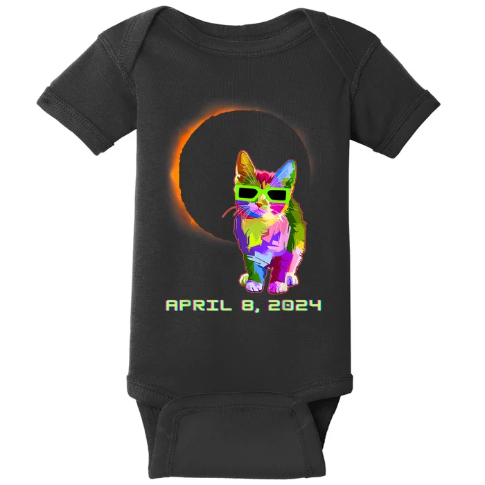 2024 Solar Eclipse Cat Wearing Solar Eclipse Glasses Baby Bodysuit