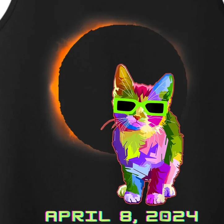 2024 Solar Eclipse Cat Wearing Solar Eclipse Glasses Performance Tank