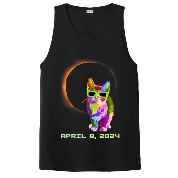 2024 Solar Eclipse Cat Wearing Solar Eclipse Glasses Performance Tank