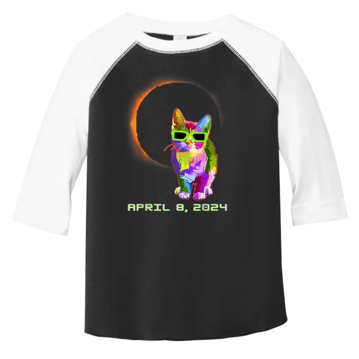 2024 Solar Eclipse Cat Wearing Solar Eclipse Glasses Toddler Fine Jersey T-Shirt