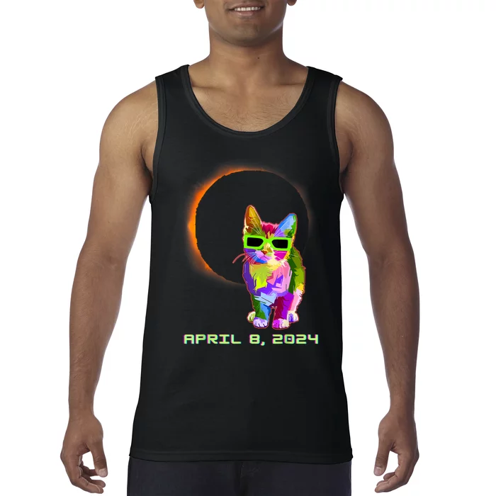 2024 Solar Eclipse Cat Wearing Solar Eclipse Glasses Tank Top