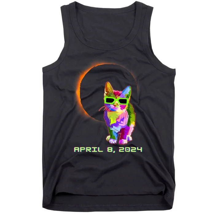 2024 Solar Eclipse Cat Wearing Solar Eclipse Glasses Tank Top