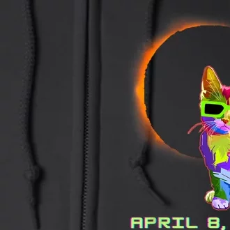 2024 Solar Eclipse Cat Wearing Solar Eclipse Glasses Full Zip Hoodie