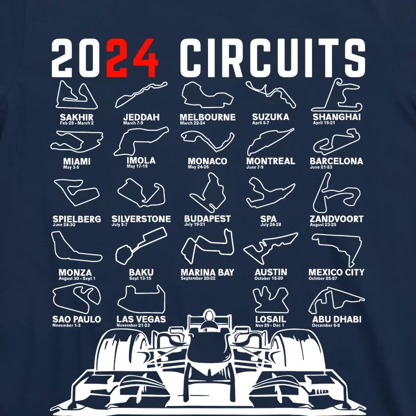 2024 Schedule Formula Racing Formula Fan Car White Design T-Shirt