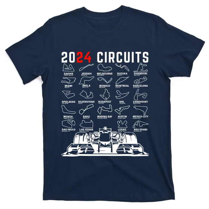 2024 Schedule Formula Racing Formula Fan Car White Design T-Shirt