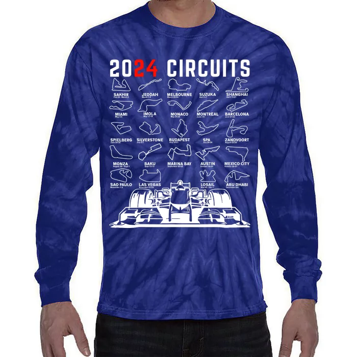 2024 Schedule Formula Racing Formula Fan Car White Design Tie-Dye Long Sleeve Shirt