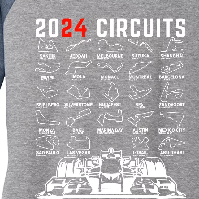 2024 Schedule Formula Racing Formula Fan Car White Design Women's Tri-Blend 3/4-Sleeve Raglan Shirt