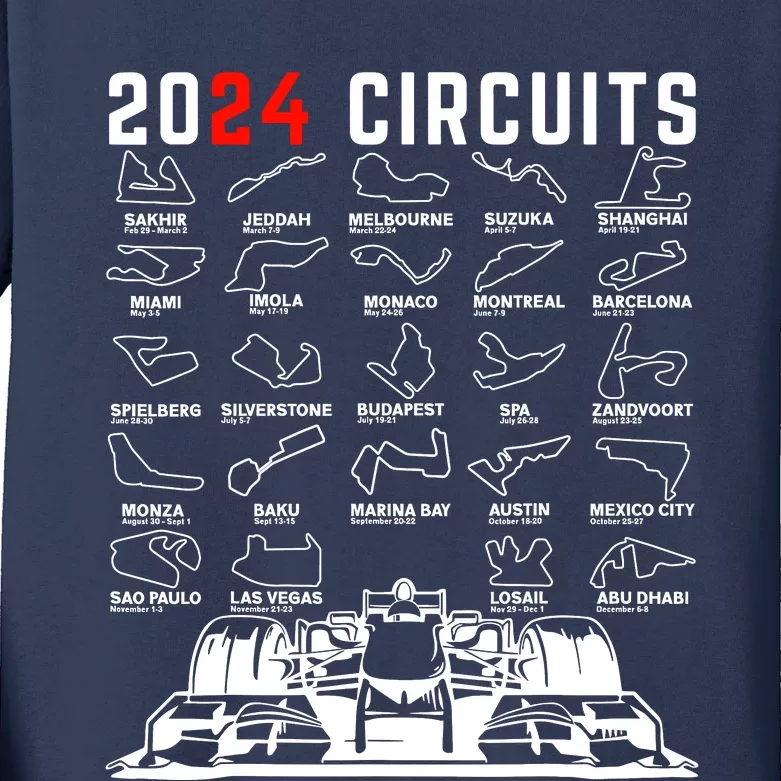 2024 Schedule Formula Racing Formula Fan Car White Design Kids Long Sleeve Shirt