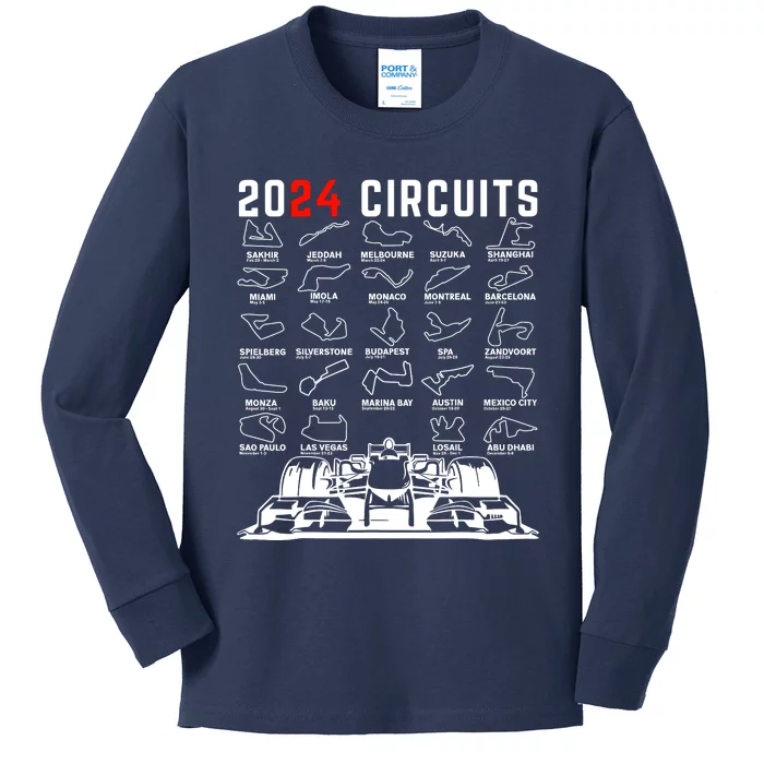 2024 Schedule Formula Racing Formula Fan Car White Design Kids Long Sleeve Shirt