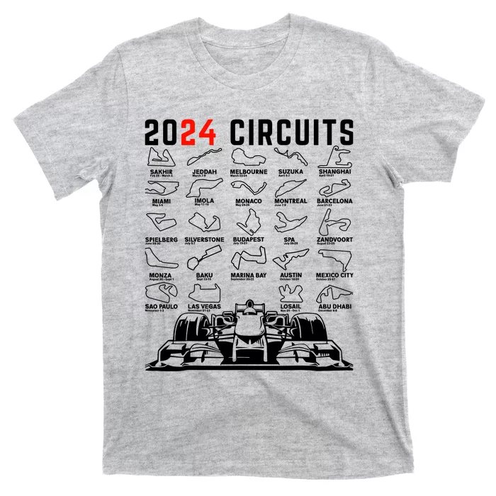 2024 Schedule Formula Racing Formula Fan Car Black Design T-Shirt