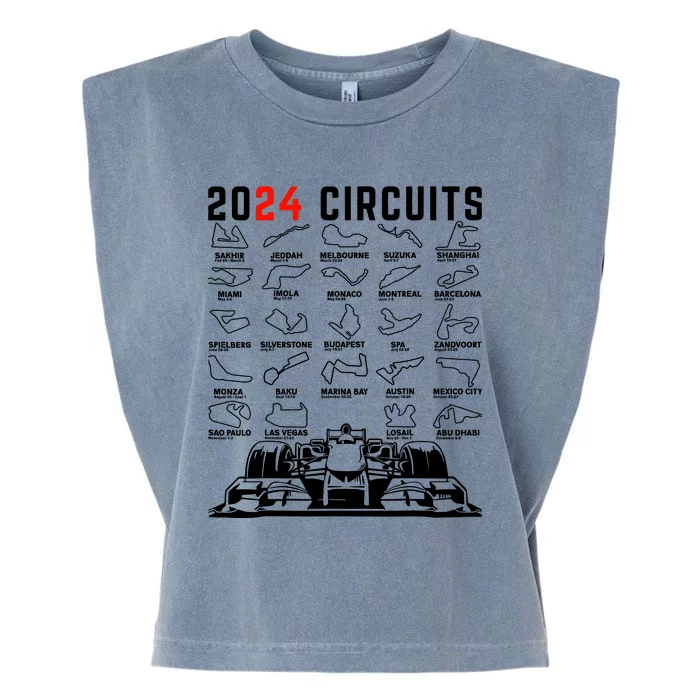 2024 Schedule Formula Racing Formula Fan Car Black Design Garment-Dyed Women's Muscle Tee