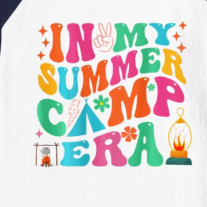 2 Side Groovy In My Summer Camp Era Retro Camping Crew Baseball Sleeve Shirt