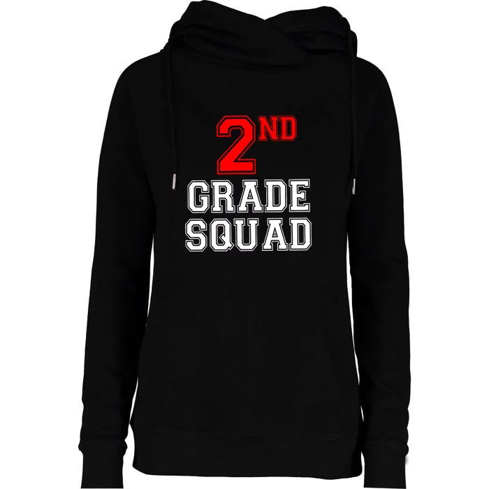 2ND Second Grade Squad Back To School Teacher Gifts Womens Funnel Neck Pullover Hood