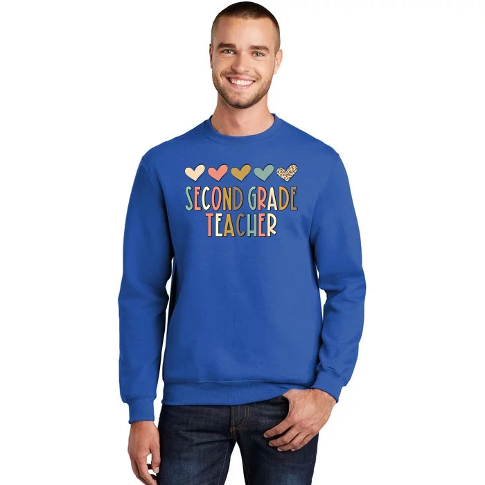 2Nd Second Grade Teacher Heart Love Back To School Teacher Great Gift Tall Sweatshirt