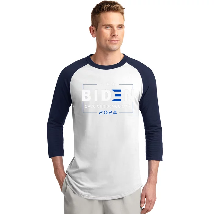 2024 Save Our Democracy Biden America Vote Blue Baseball Sleeve Shirt