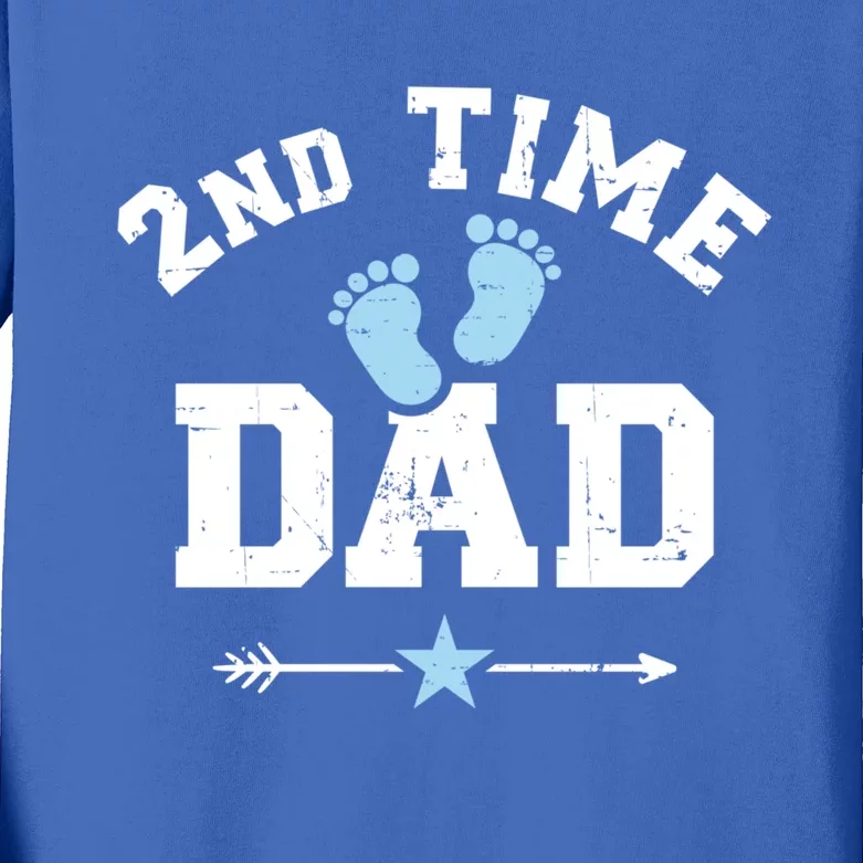 2nd Second Time Dad Announcet Great Gift Kids Long Sleeve Shirt