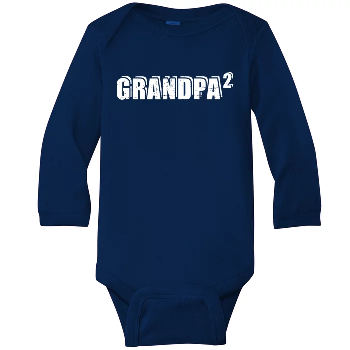 2nd Second Time Grandpa Twins Gift Baby Long Sleeve Bodysuit