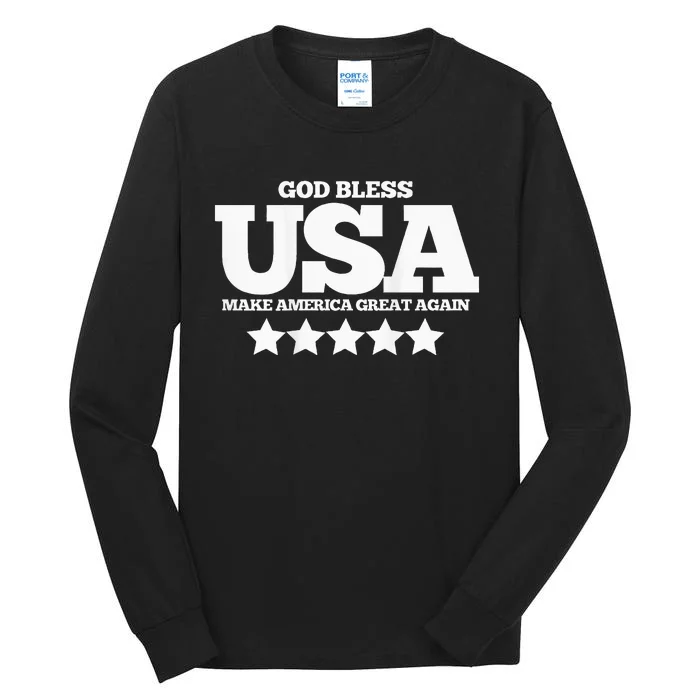 2024 Trump 45 47 Ultra Maga God Bless Usa Tall Long Sleeve T-Shirt