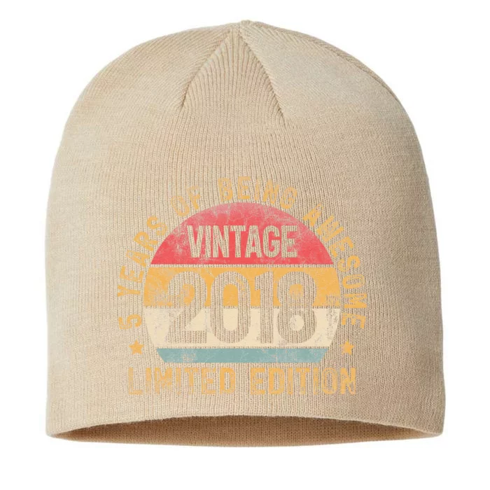 2018 Turning 5 BDay 5th Birthday 5 Years Old Vintage 8 1/2in Sustainable Knit Beanie