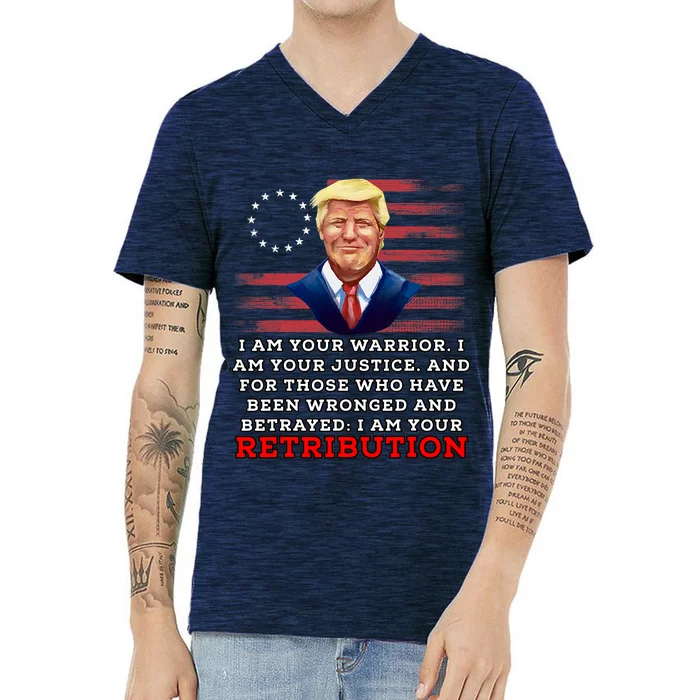 2024 Trump Desantis Florida CPAC I Am Your Retribution Trumo V-Neck T-Shirt