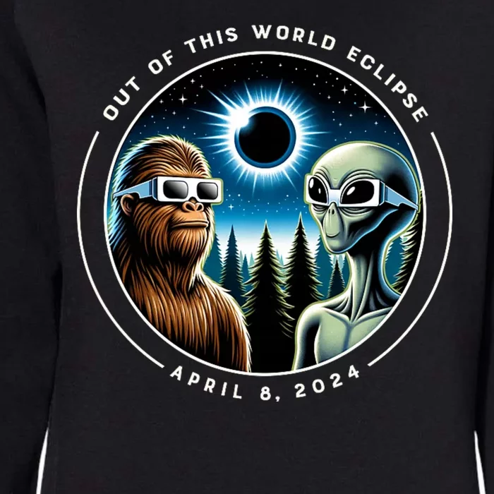 2024 Total Eclipse Bigfoot Alien Out Of This World Eclipse Womens California Wash Sweatshirt