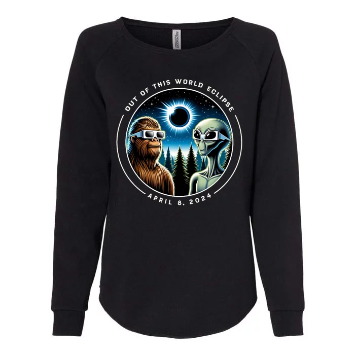 2024 Total Eclipse Bigfoot Alien Out Of This World Eclipse Womens California Wash Sweatshirt