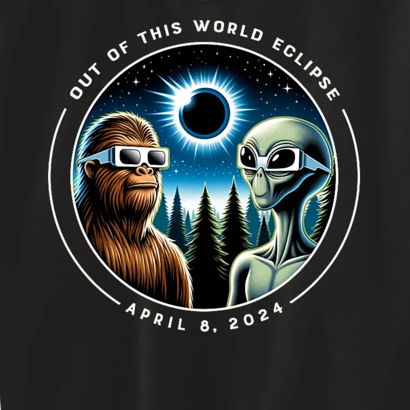 2024 Total Eclipse Bigfoot Alien Out Of This World Eclipse Kids Sweatshirt