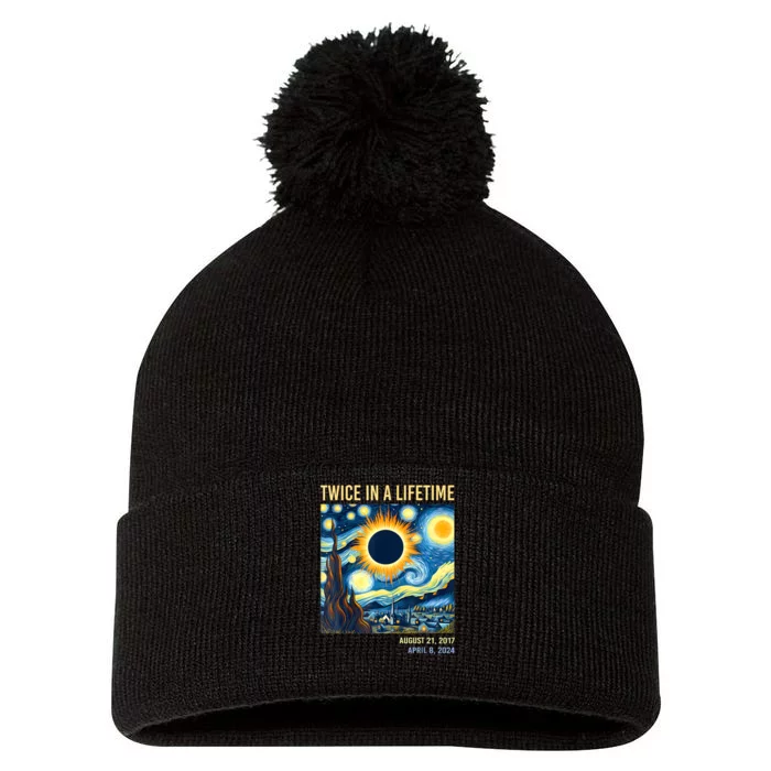 2024 Twice In A Lifetime Total Solar Eclipse Pom Pom 12in Knit Beanie