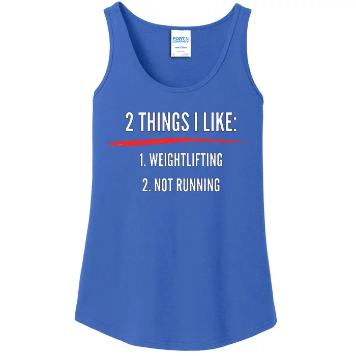 2 Things I Like Weight Lifting Not Running Funny Gym Ladies Essential Tank