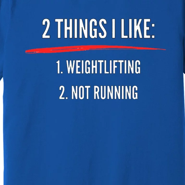 2 Things I Like Weight Lifting Not Running Funny Gym Premium T-Shirt