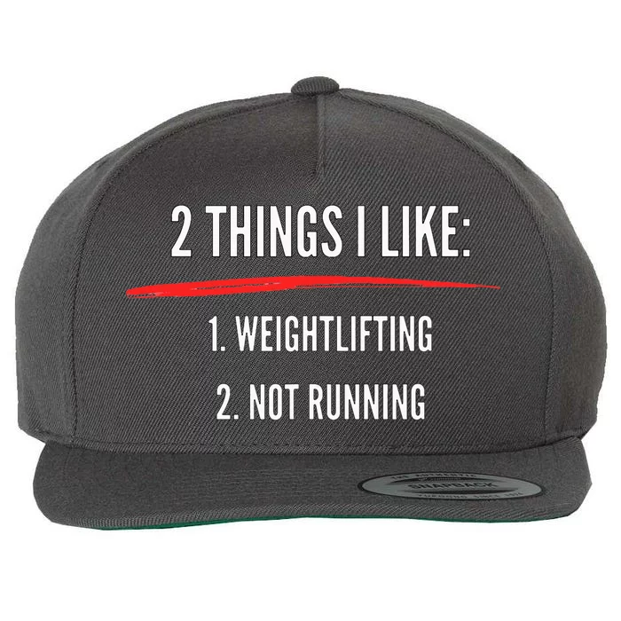 2 Things I Like Weight Lifting Not Running Funny Gym Wool Snapback Cap