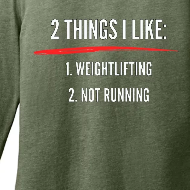 2 Things I Like Weight Lifting Not Running Funny Gym Womens CVC Long Sleeve Shirt