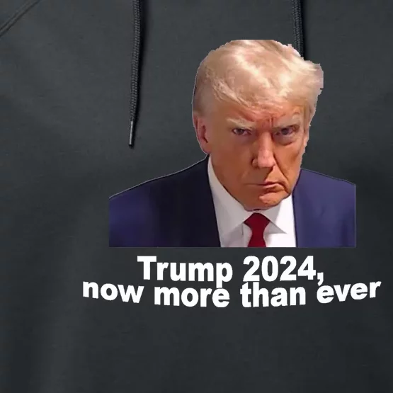 2024 Trump MUG SHOT NOW MORE THEN EVER Performance Fleece Hoodie