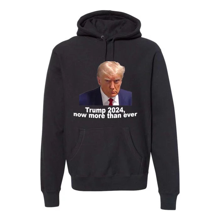 2024 Trump MUG SHOT NOW MORE THEN EVER Premium Hoodie