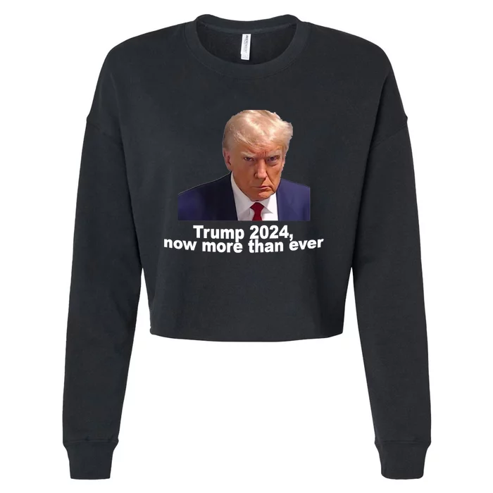 2024 Trump MUG SHOT NOW MORE THEN EVER Cropped Pullover Crew