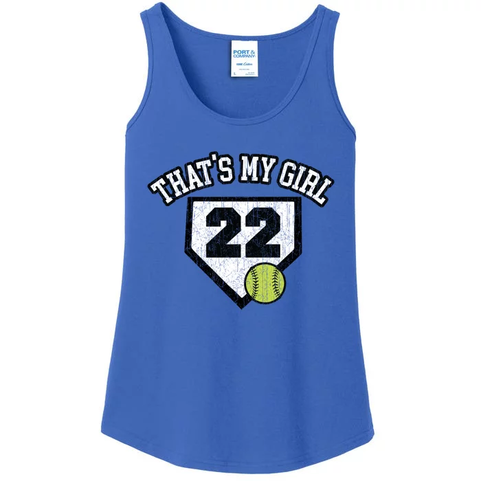 #22 ThatS My Softball Mom Dad Of Number 22 Softball Gift Ladies Essential Tank