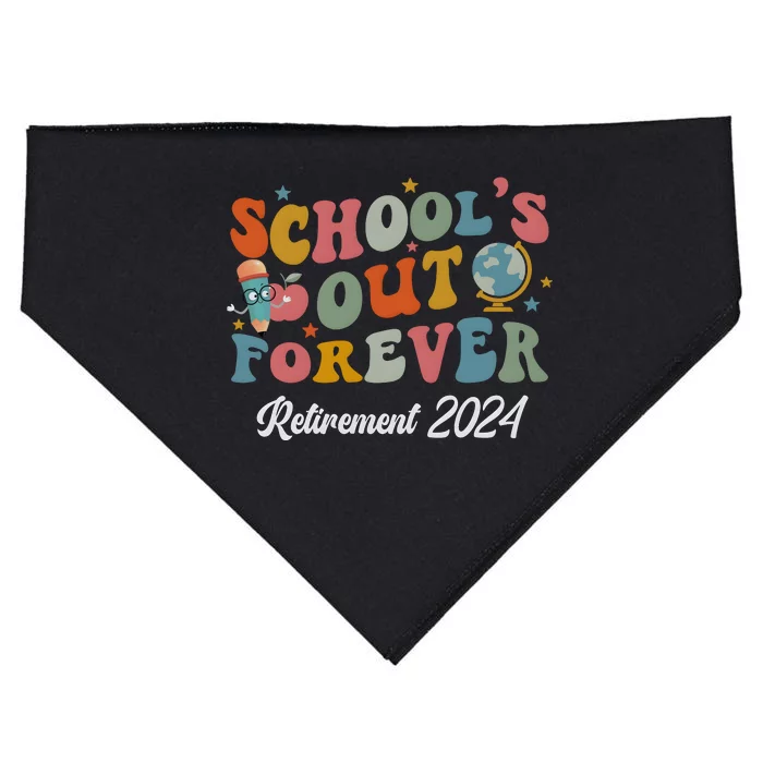 2024 Teacher Retirement SchoolS Out Forever USA-Made Doggie Bandana