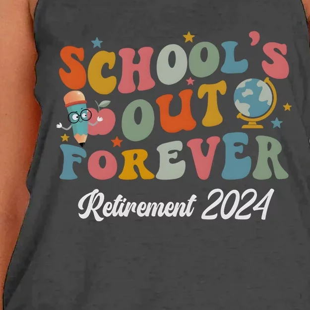 2024 Teacher Retirement SchoolS Out Forever Women's Knotted Racerback Tank