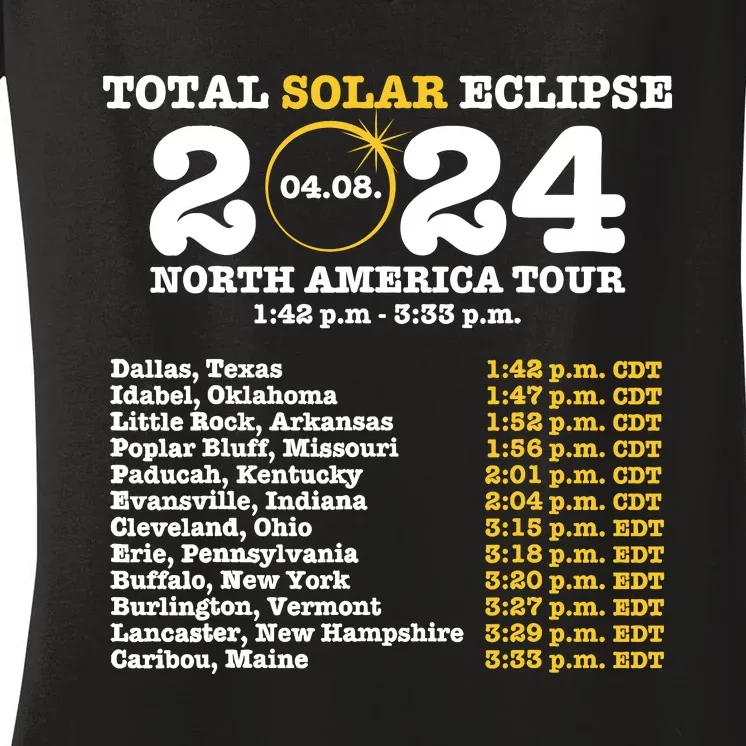 2024 Total Solar Eclipse April 8 Path Of The Eclipse Women's V-Neck T-Shirt